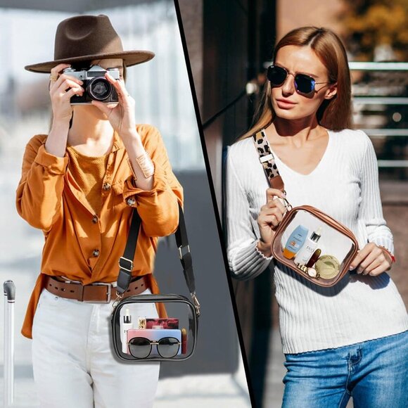 Clear Bag Stadium Approved, Crossbody Purse with Adjustable Strap, Leather Bag f - Picture 5 of 7